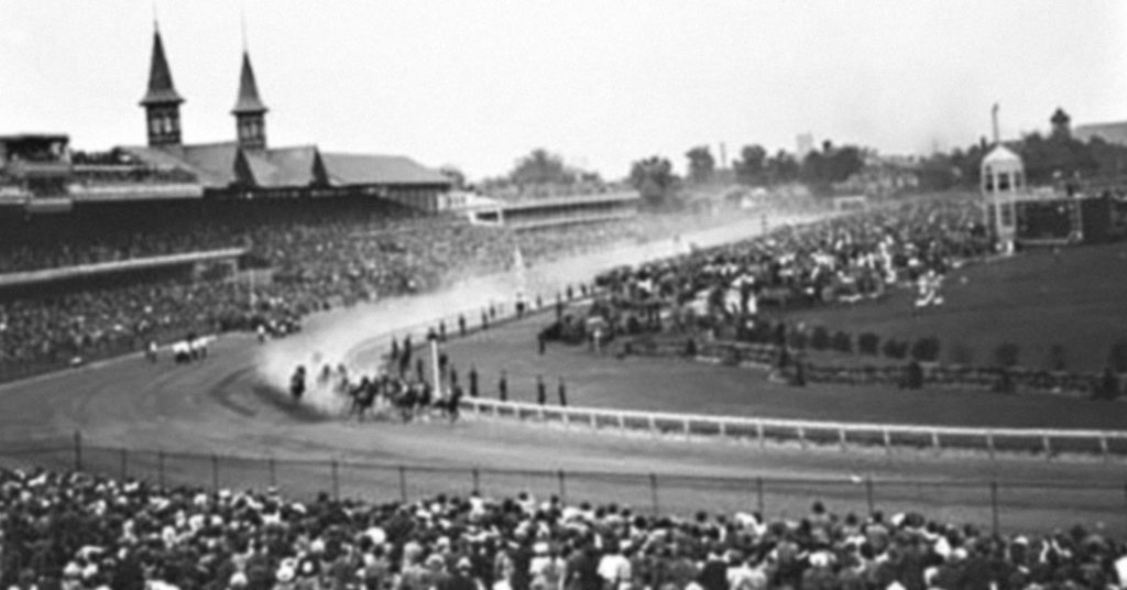 First turn at the 68th Kentucky Derby in 1942. (Photo courtesy of the Caufield & Shook Collection, Photographic Archives, University of Louisville)