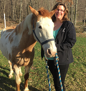 Cathie Morton and Patches - Lucky Orphans Horse Rescue, Inc.  Dover, NY