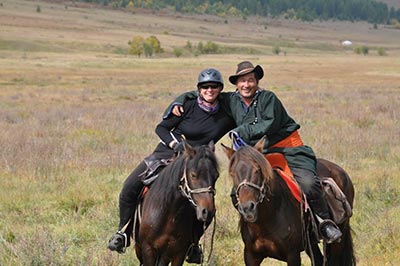 Event organizer Julie Veloo with Head Guide and Horse Trek Mongolia Co Owner ( and her riding teacher) Batsaikhan M.