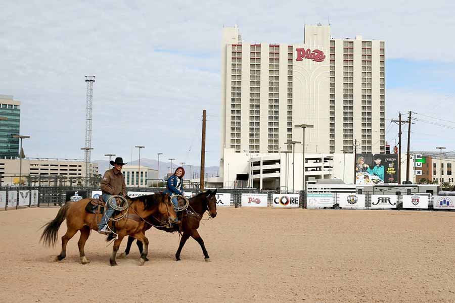 Riders after the opening of Core Arena at the Plaza in downtown Las Vegas Tuesday, Dec. 4, 2018. The permanent outdoor equestrian center will also host other outdoor events when the National Finals Rodeo is not in town. K.M. Cannon Las Vegas Review-Journal @KMCannonPhoto