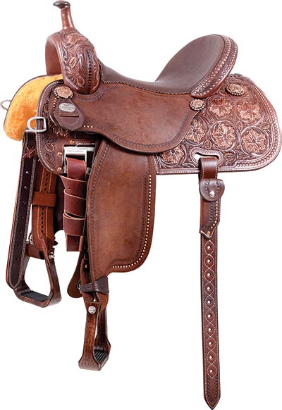 Crown C Barrel Racing saddle – The Cervi Crown C Barrel Racing saddle incorporates an adjustable front rigging and is endorsed by Sherry Cervi. 