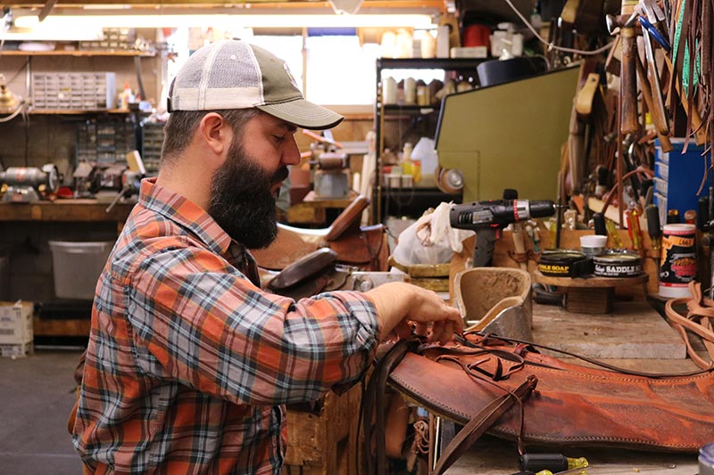 in the shop for nearly a decade, Colt Vernon builds a saddle