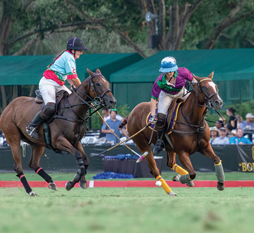 Uma Villanueva and Josie Goldstein compete in a NYTS qualifier. Photo courtesy of US Polo Association