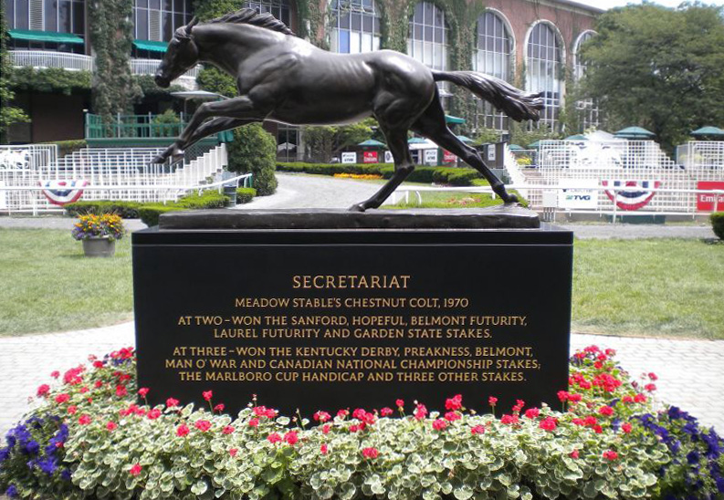 Secretariat Statue in the Paddock at Belmont Park, Courtesy of the EIE Editorial Staff