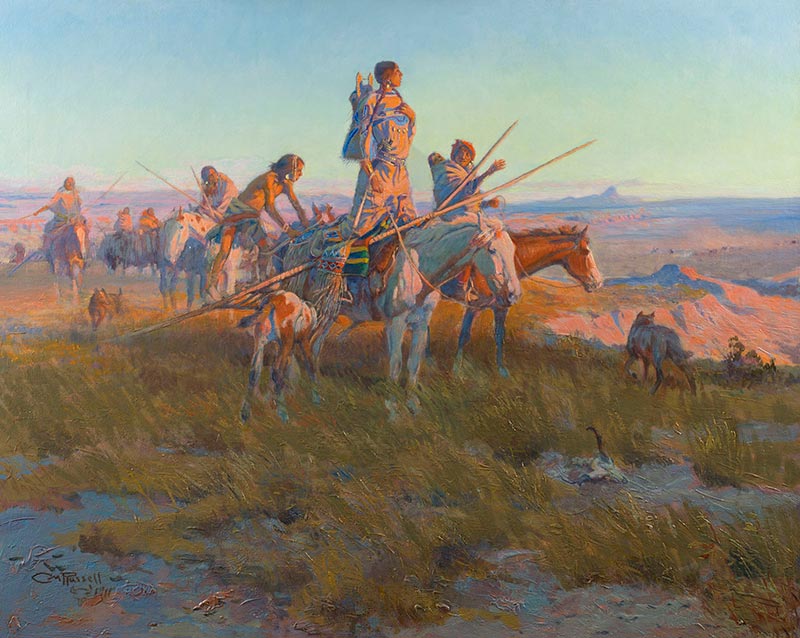 Charles M. Russell (1864–1926) In the Wake of the Buffalo Runners, 1911 Oil on canvas, Courtesy Private Collection