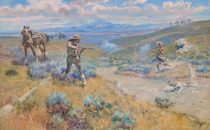 Charles M. Russell (1864–1926) Buffalo Bill's Duel With Yellowhand , 1917 Oil on canvas Courtesy Sid Richardson Museum, Fort Worth, Texas