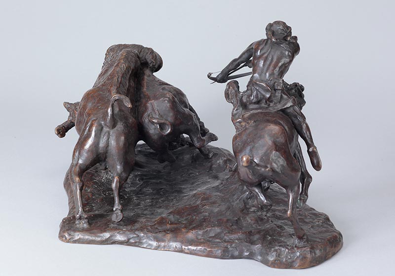Charles M. Russell (1864–1926) Buffalo Hunt, cast # unknown, California Art Bronze Foundry , ca.1928 (Modeled 1905), Bronze Courtesy Private Collection