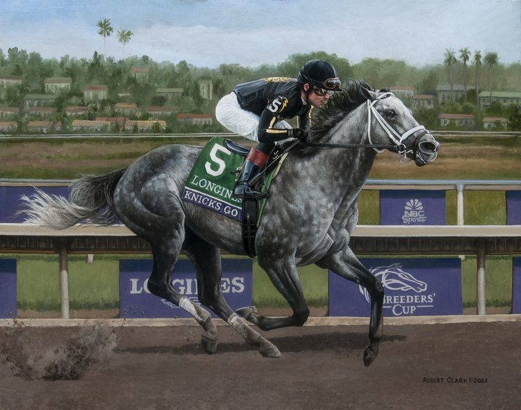 "Kicks Go" Horse of the Year 2021 - painting by Robert Clark